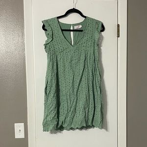 Pink lily romper style dress sage green